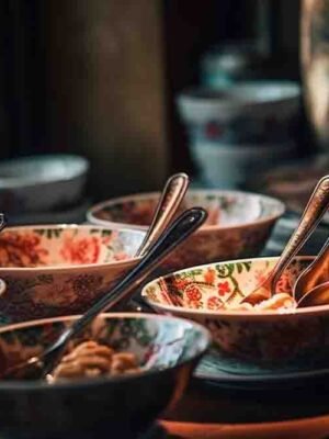table-full-bowls-food-with-light-it
